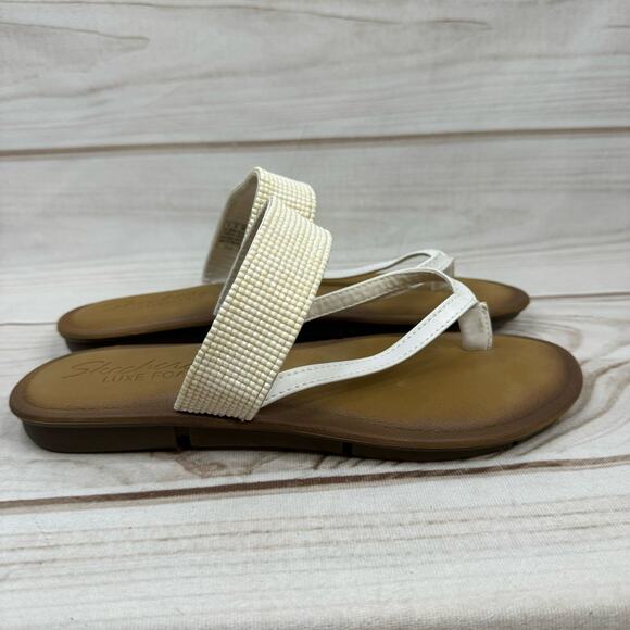 Skechers White Strapped Sandles W/ Luxe Foam Size 9 - Picture 1 of 8